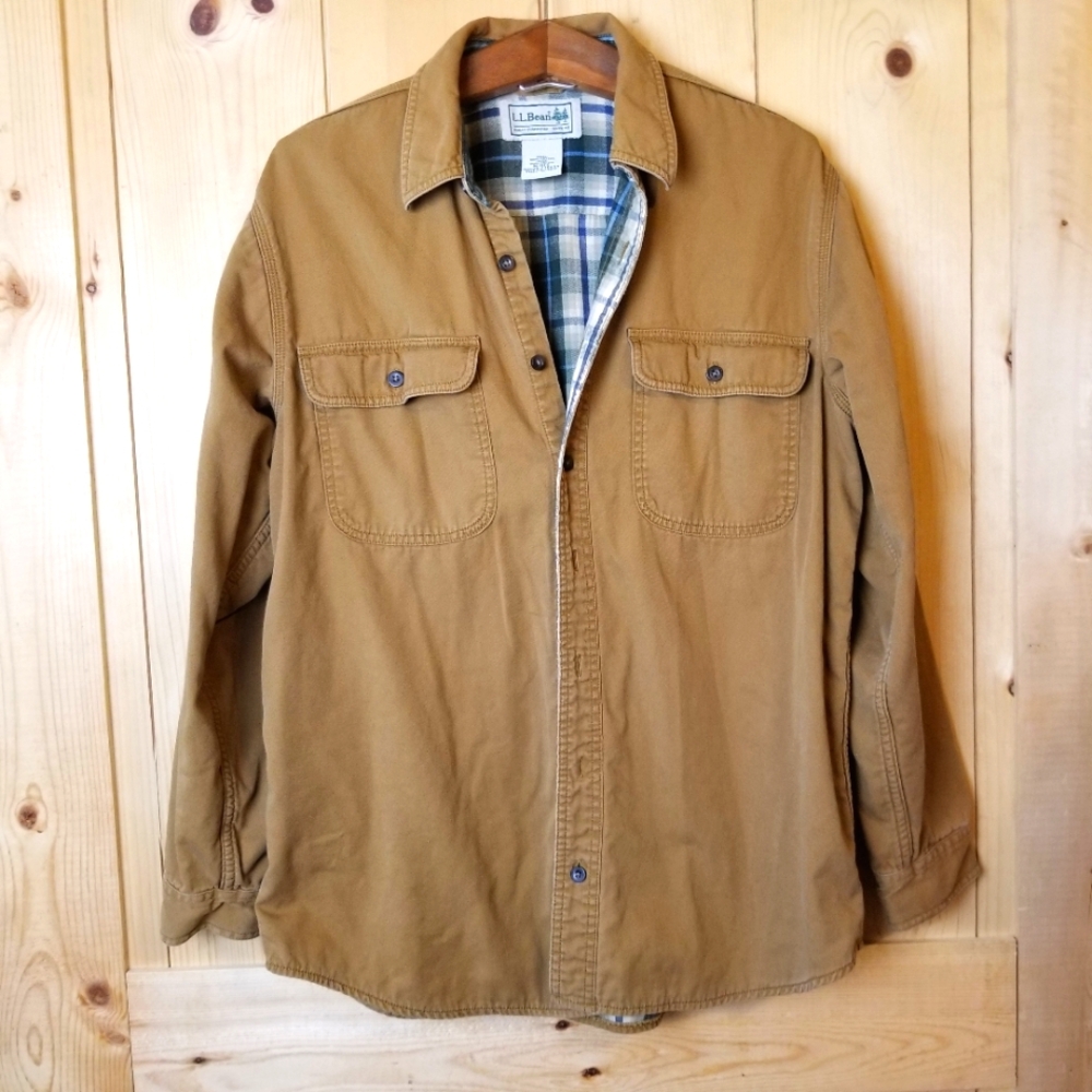 L.L. Bean Cotton Flannel Lined Double Chest Pocket Button Up Shirt